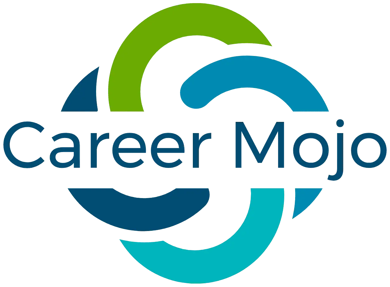 Career Mojo logo with stylized circular shapes in green and blue shades.
