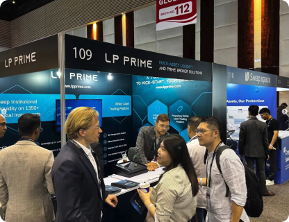 people in front of exhibition booth