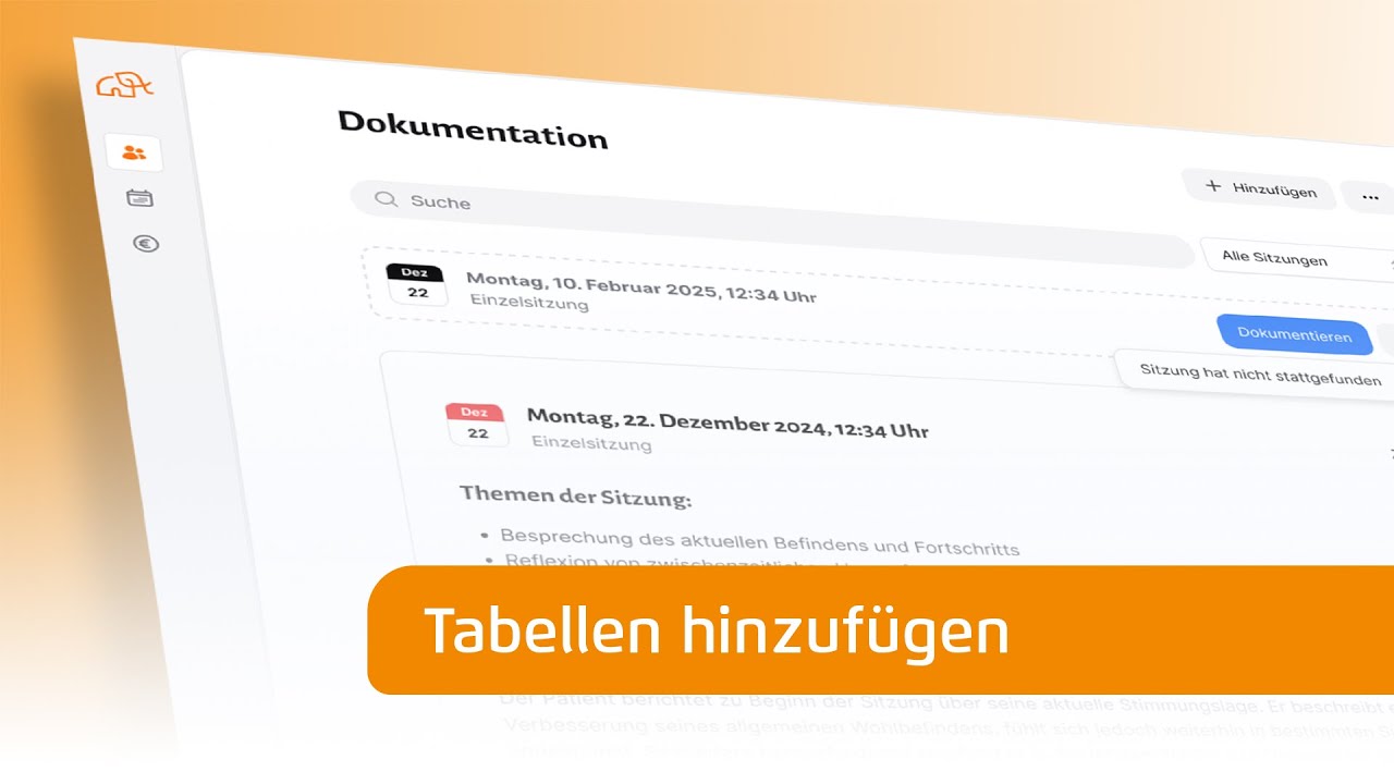 Tabellen in der Dokumentation hinzufügen