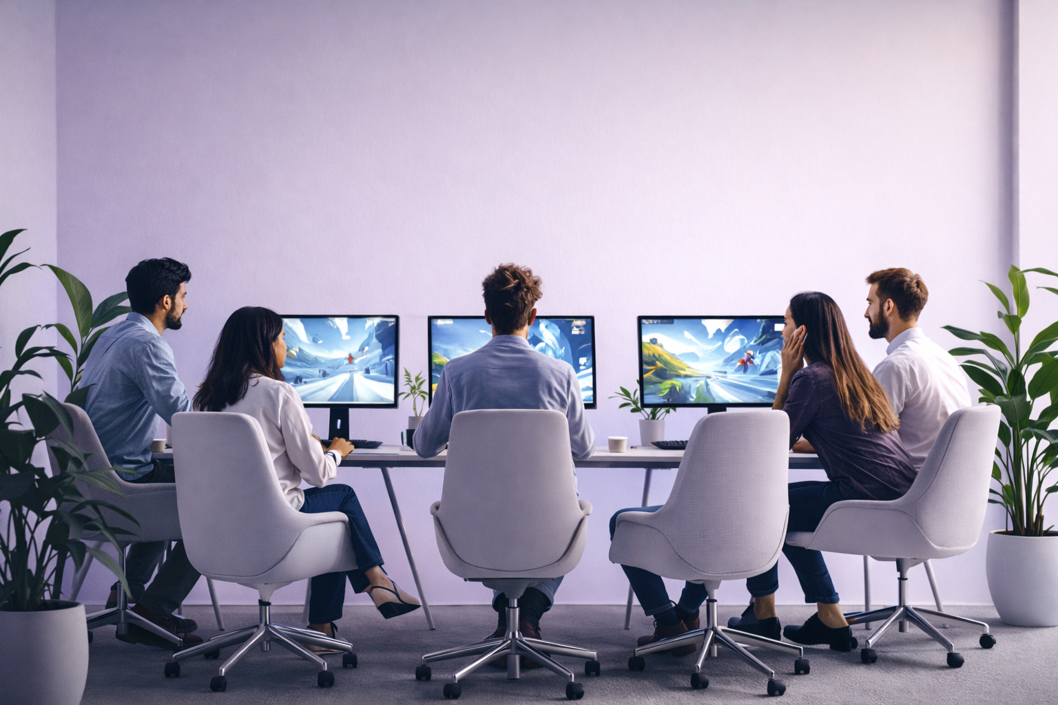 image of game development process (for a mobile gaming) - collaborative team meeting