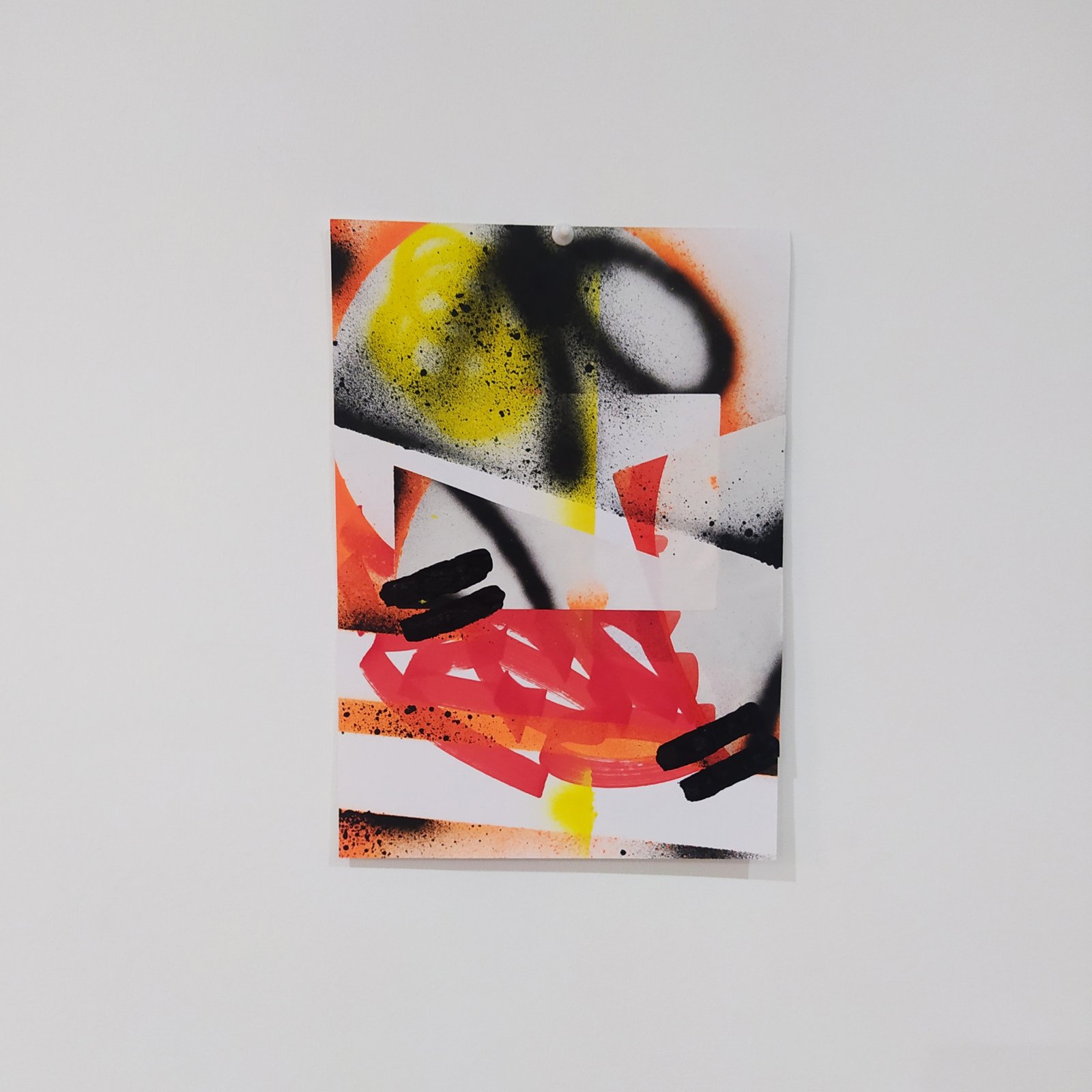 Collage abstrait A4 JZatoichi. Mélange de lettering, couleurs vives et textures papier. Œuvre unique, expédition rapide.