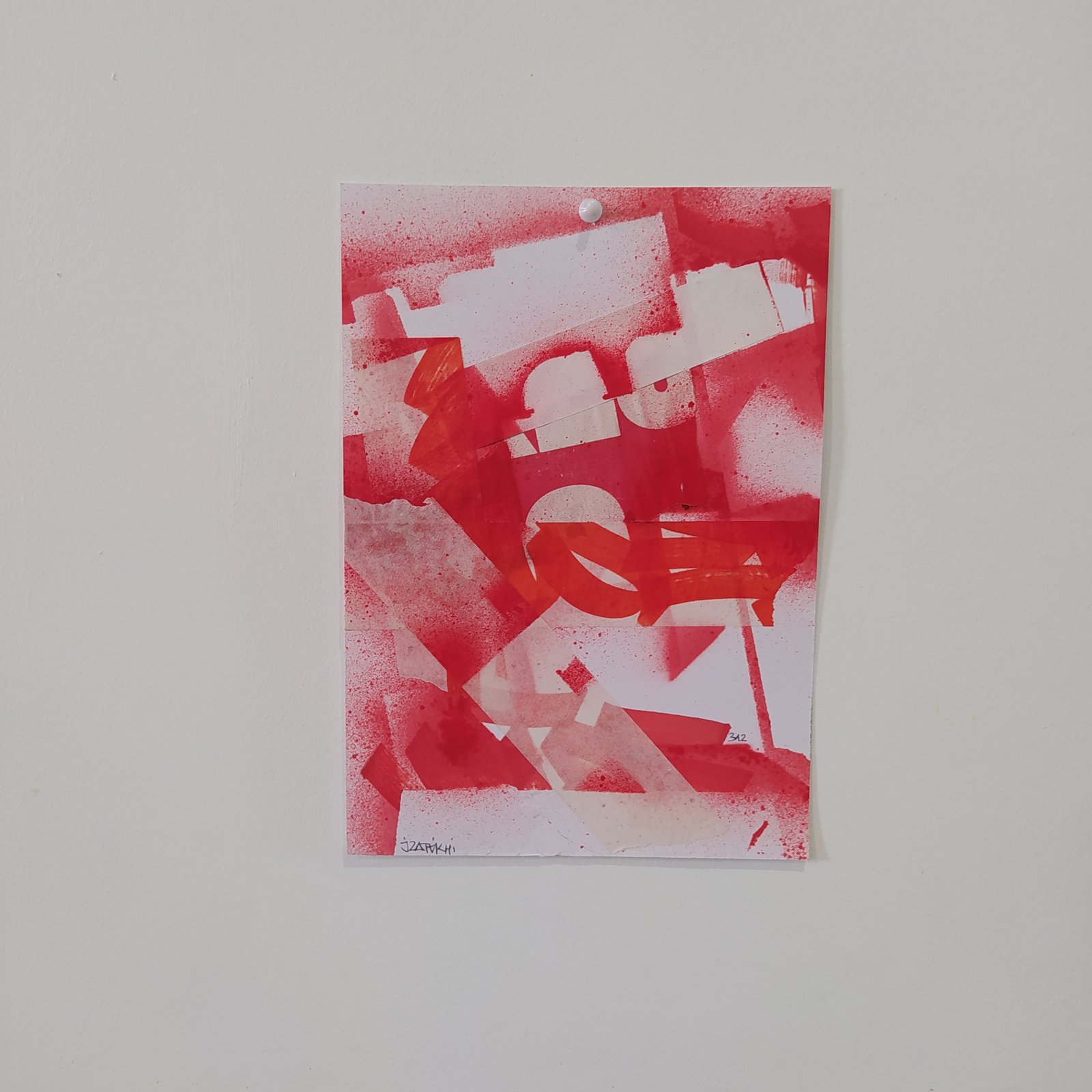 Collage abstrait A4 JZatoichi. Mélange de lettering, couleurs vives et textures papier. Œuvre unique, expédition rapide.