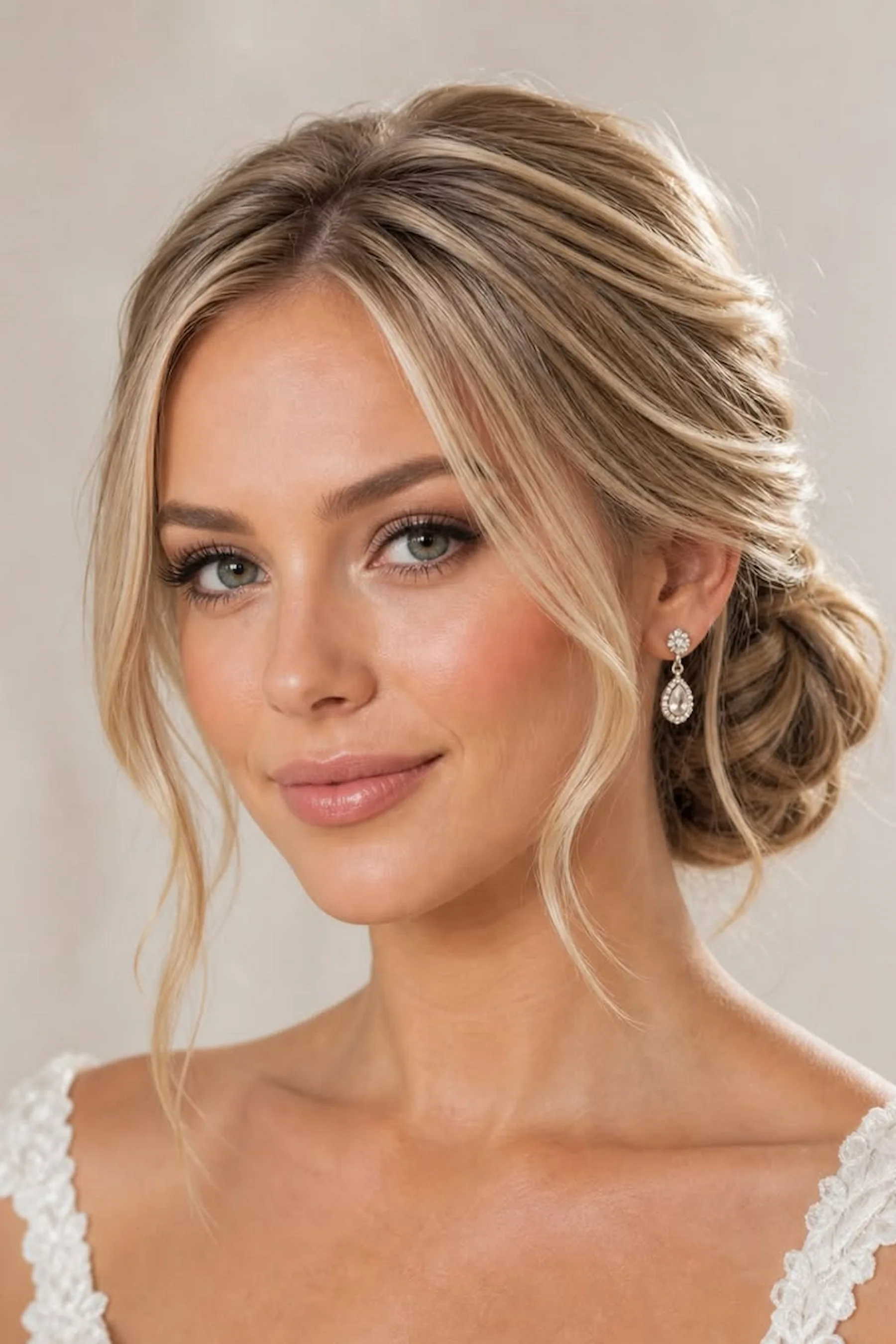 Makeupvæggen i MakeupYourself's studio med veloplyste hylder fyldt med forskellige makeupprodukter.
