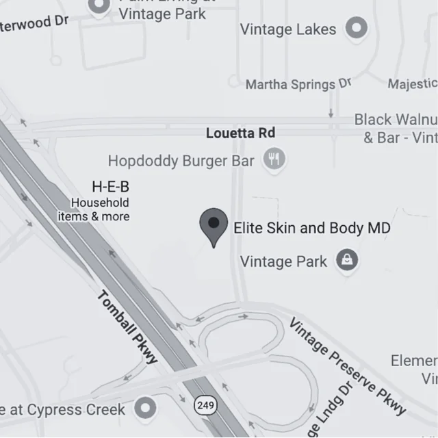 Map showing Elite Skin and Body MD on Louetta Road