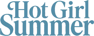 Text reading 'Hot Girl Summer' in large, blue serif font on a transparent background.