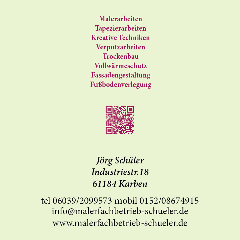 Visitenkarte Malermeister Rückseite – feinedesign