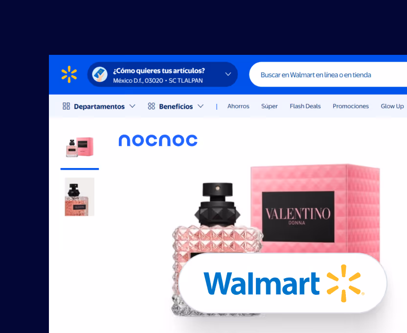 Screenshot of Walmart website showing a Valentino Donna perfume bottle with pink packaging.