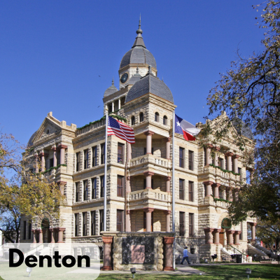 Residential neighborhood in Denton County Texas with homes and community streets