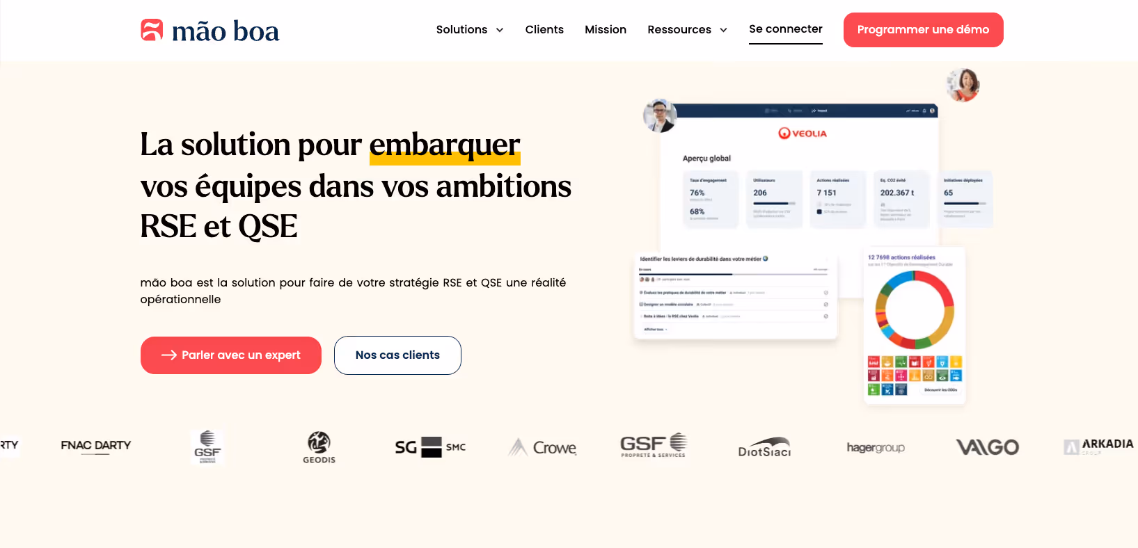 Ecran de la home du site de Mao Boa