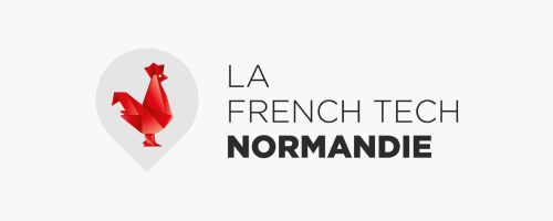 Logo of La French Tech Normandie with a stylized red rooster inside a location pin.