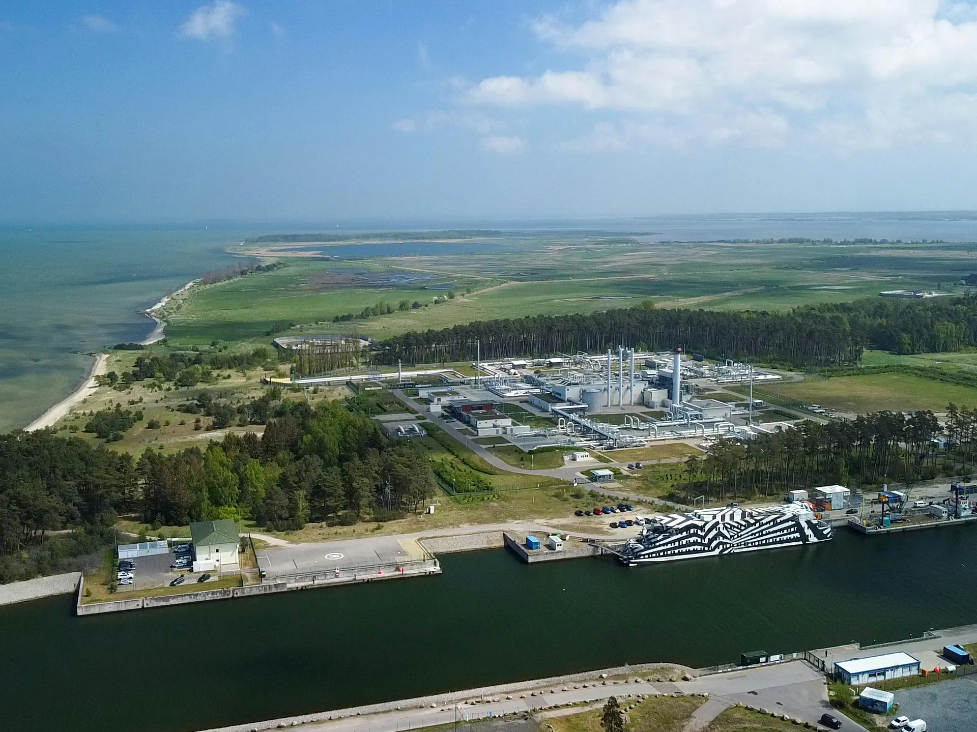 A Nord Stream 1 csővezeték fogadóállomása Lubmin közelében, Németországban