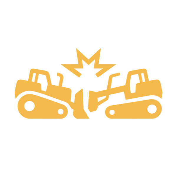 Icon of two construction vehicles colliding
