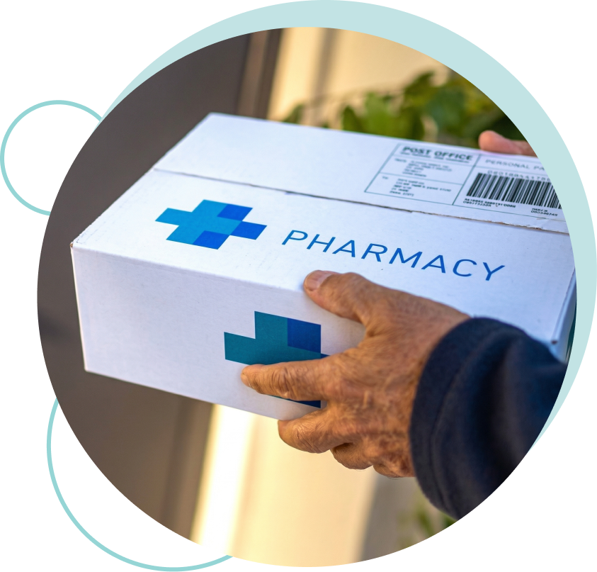 Man holding his mail order pharmacy delivery box