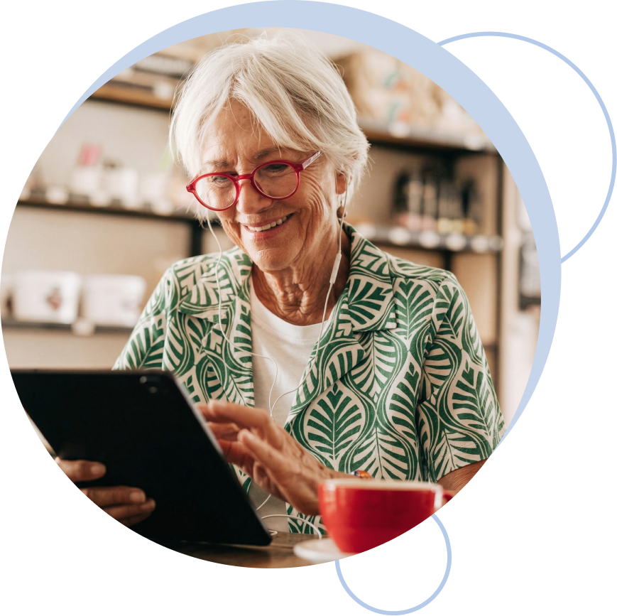 Woman watching Medicare.gov video on a tablet