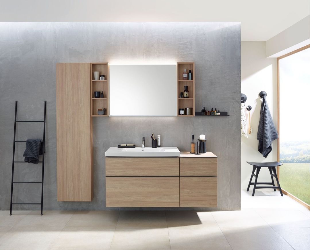 Bathroom cabinet and mirror set from Geberit, collection iCon