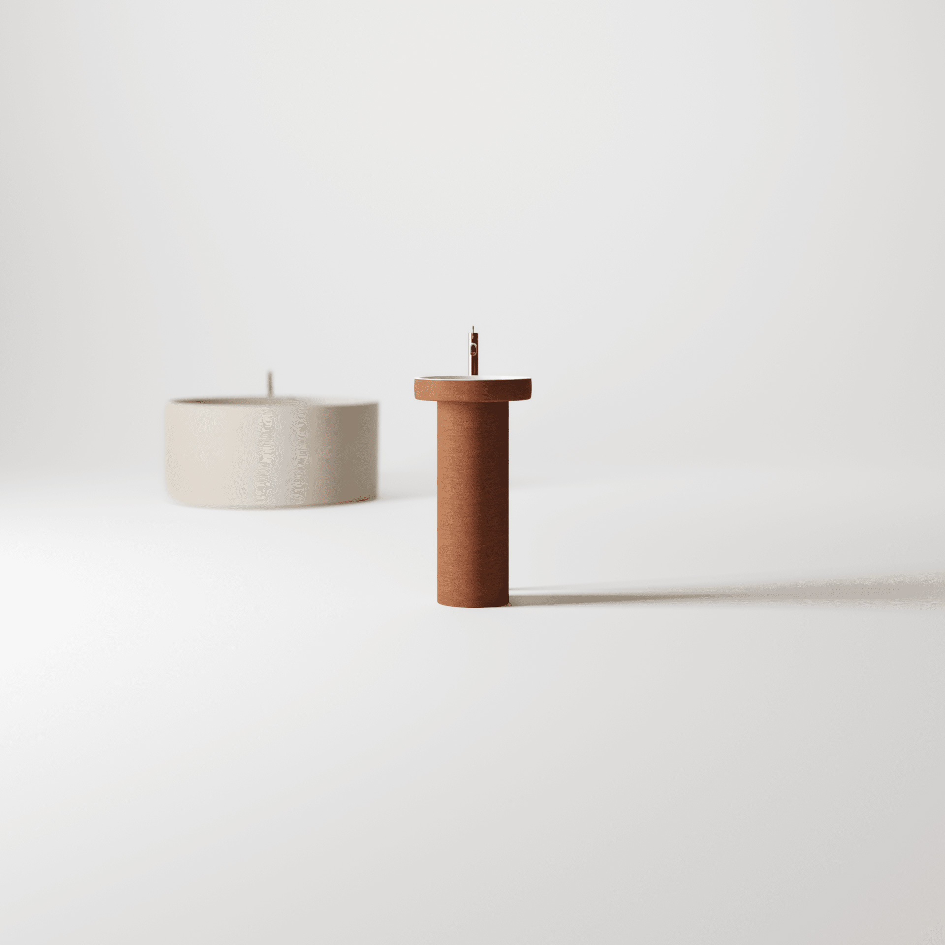 Washbasin Agape Cenote Colonna, orange on the exterior and white on the interior, by Patricia Urquiola