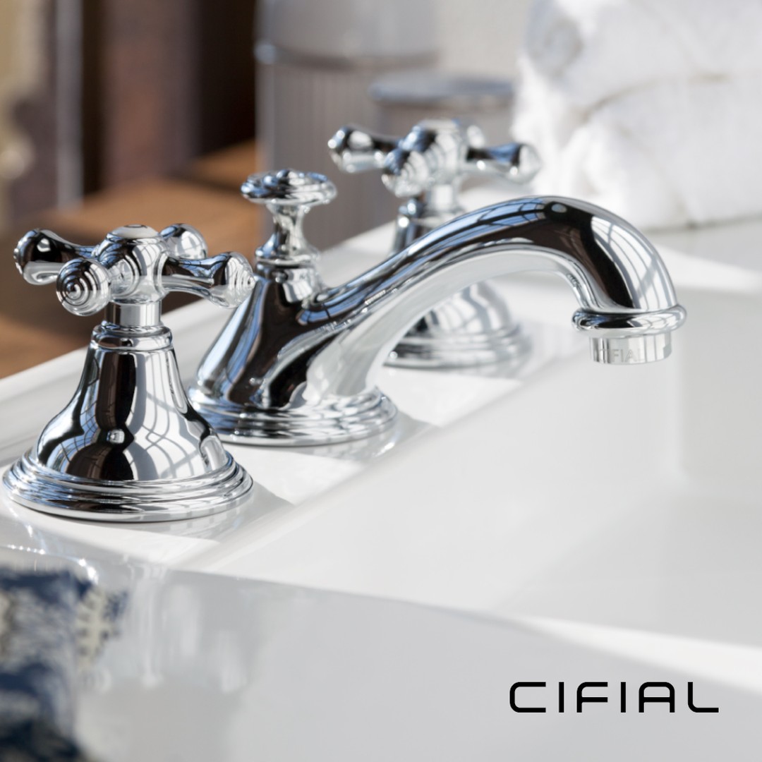 Chrome countertop mixer tap from Cifial, collection Edwardian