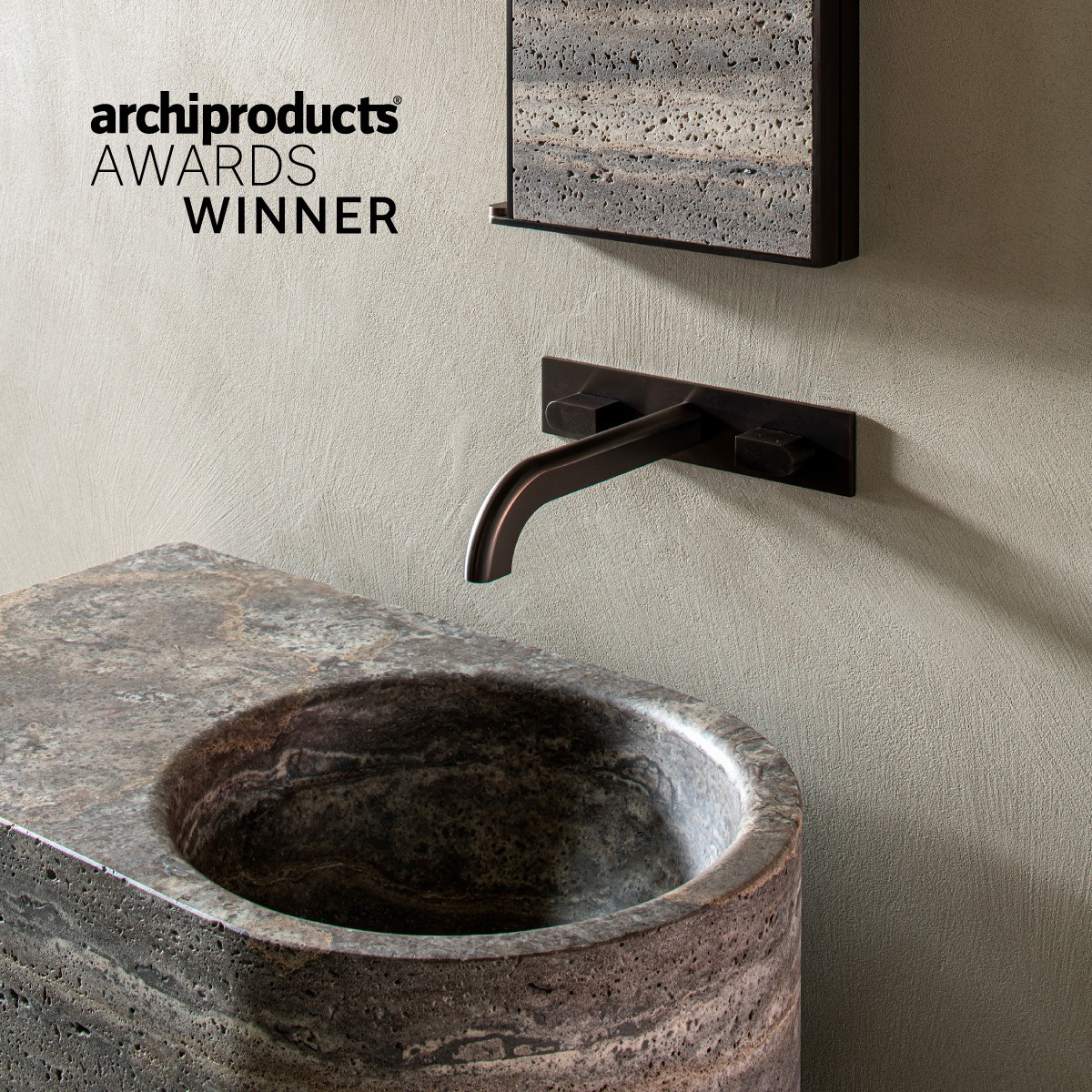 Wall-mounted mixer tap with double lever and spout SIX02, in stainless steel, Ceadesign, collection Sixty