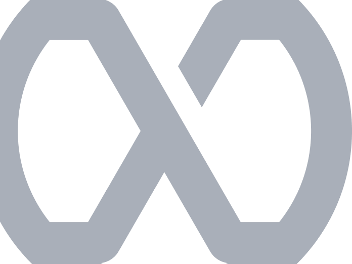 Infinity symbol formed by thick navy blue intertwined loops on a white background.