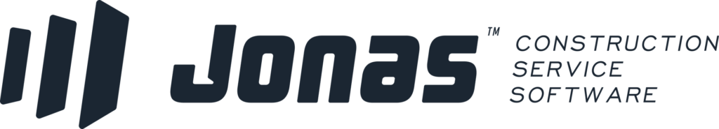 Jonas Construction Service Software logo with graphic icon and bold text in black.
