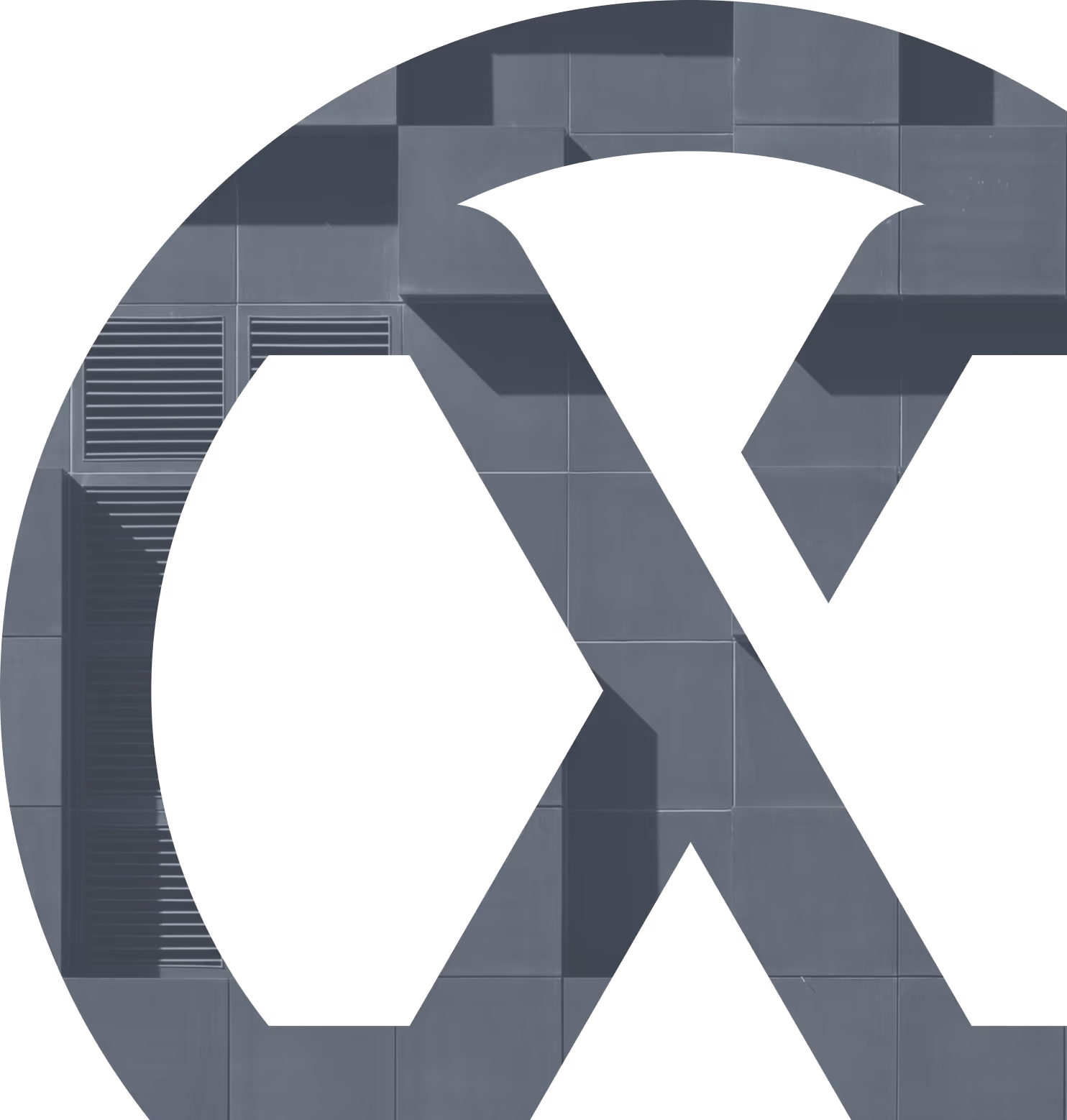 Dark geometric pattern of large X and hexagon shapes with tile texture and vents.