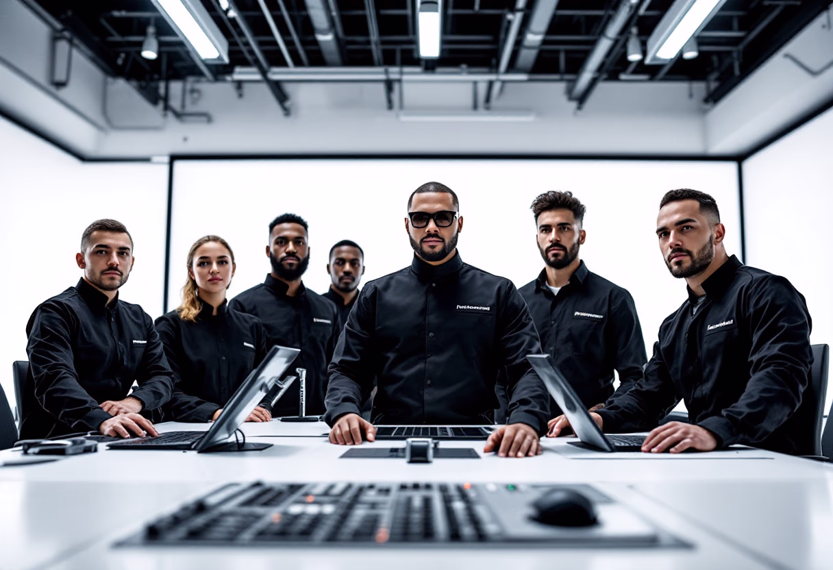 image depicting employees collaborating (for a manufacturing plant)