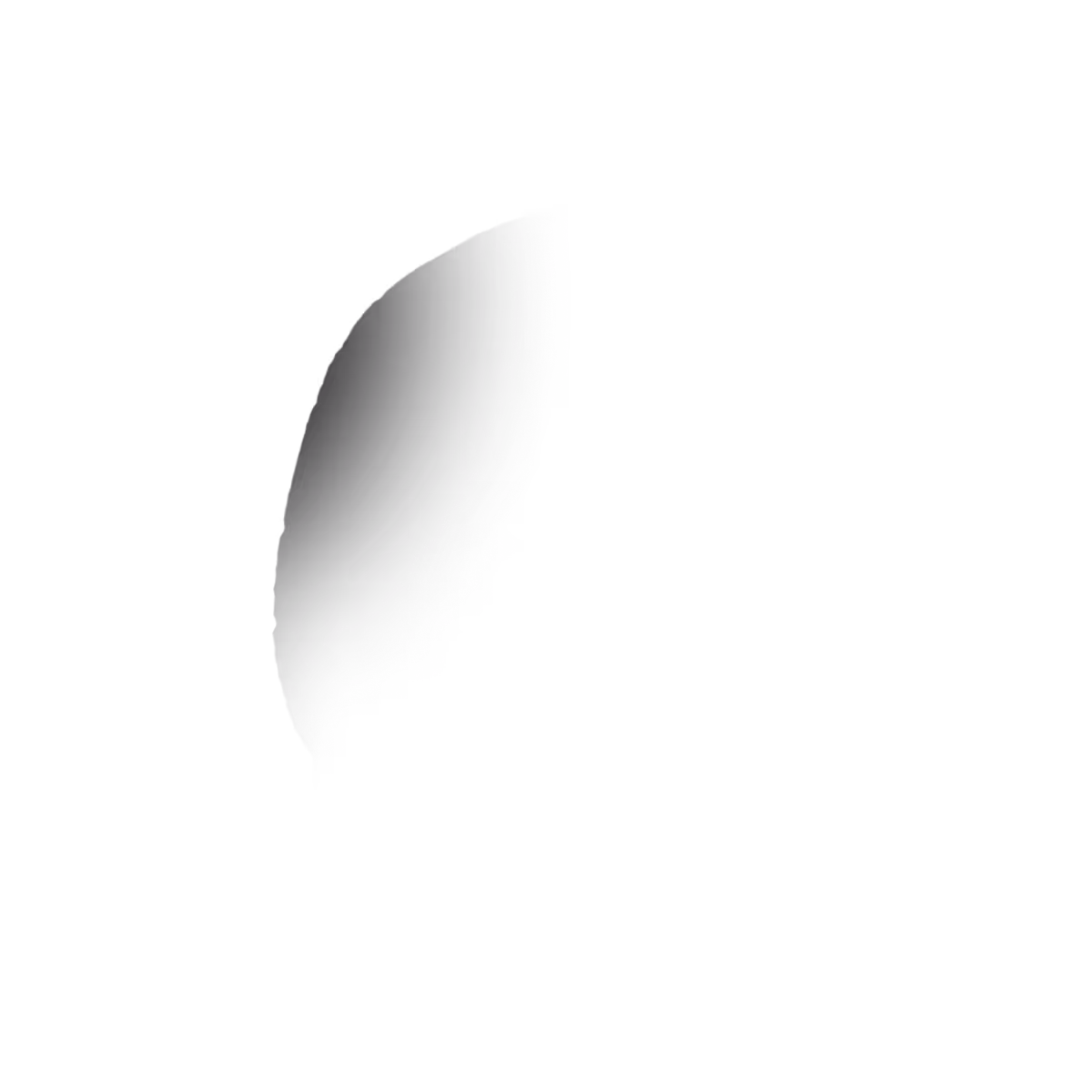 Black curved shape with soft shadow on a transparent background.