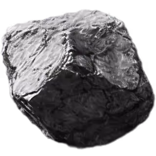 Close-up of a rough, irregularly shaped dark rock with textured surface.