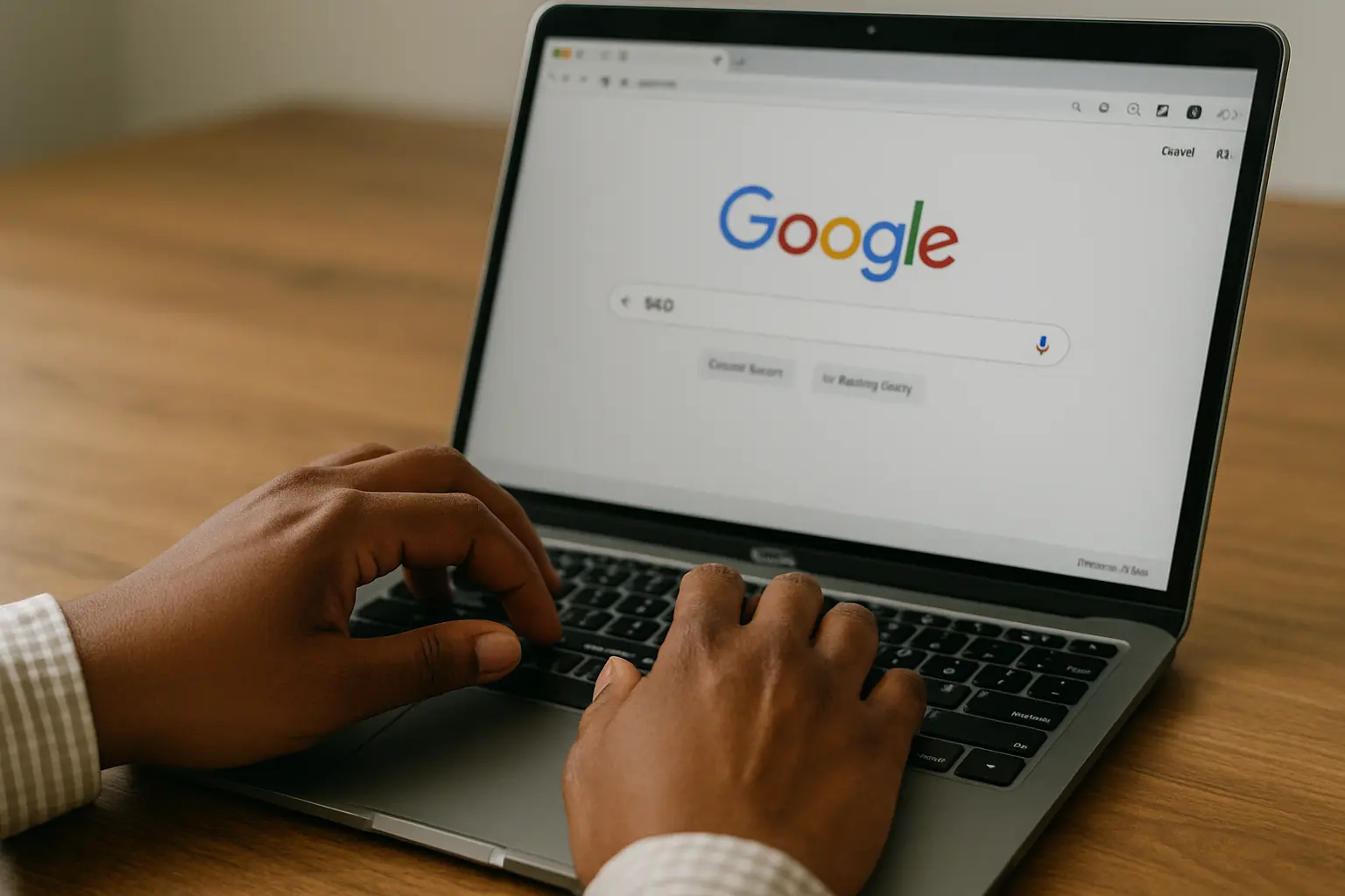 typing on google search