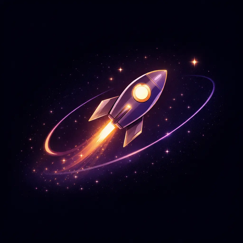 neon illustration of rocket launching