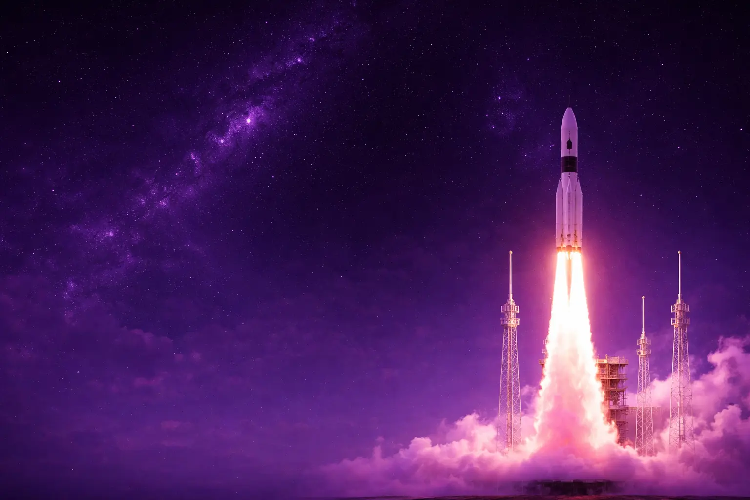 rocket launching into space