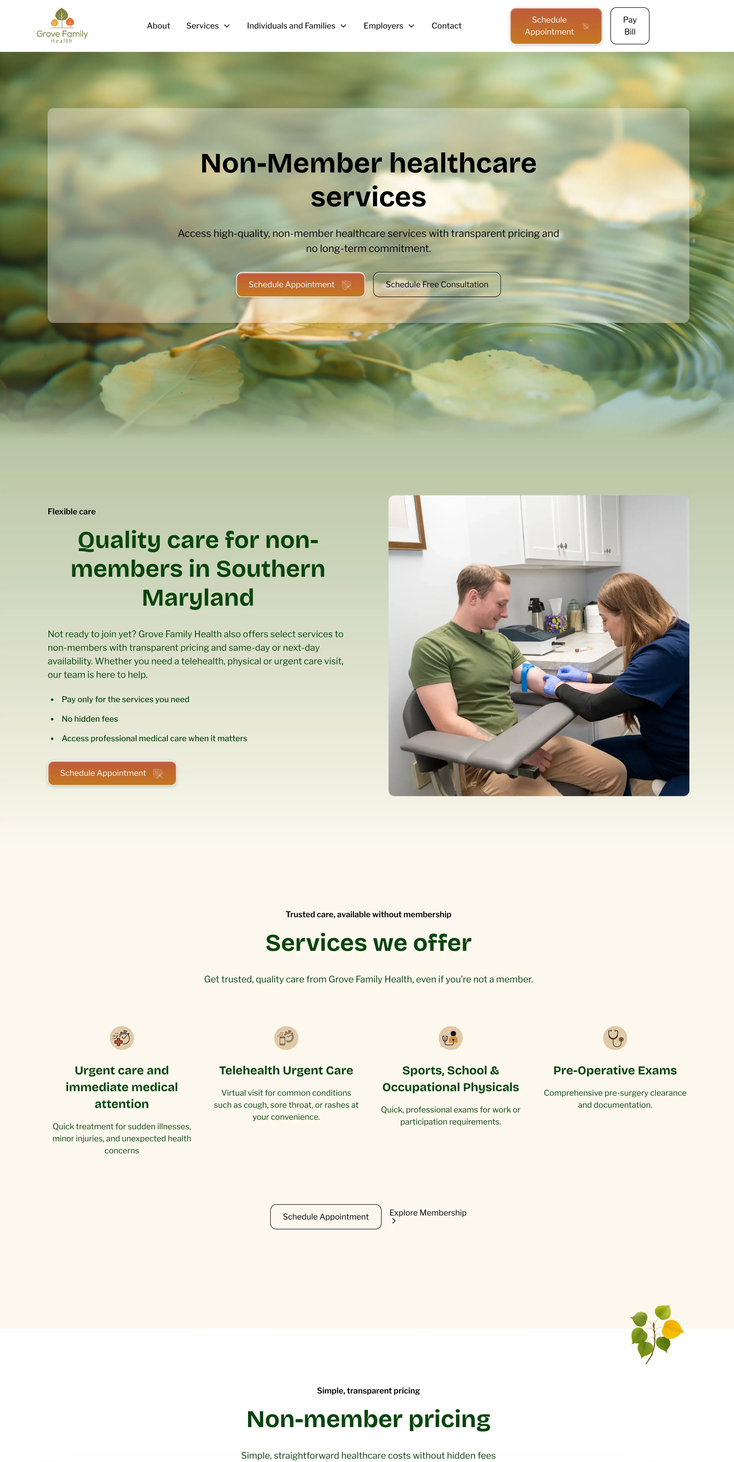 Grove Family Health non-members page