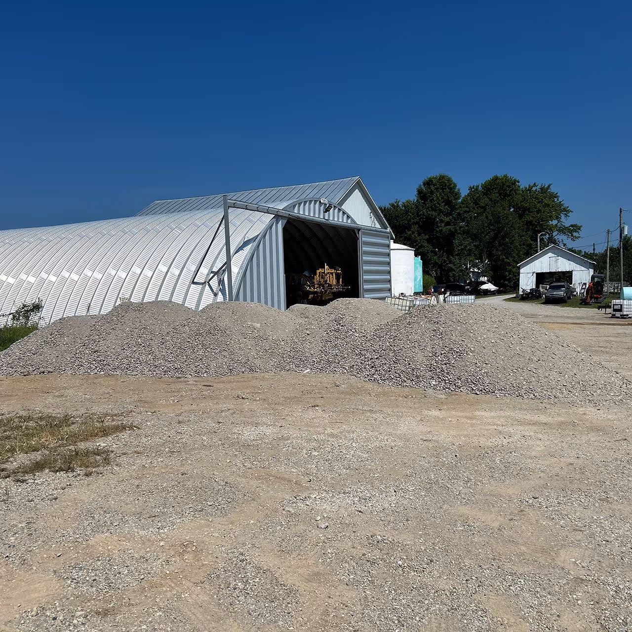 Fresh gravel spread for residential driveway