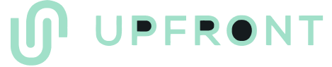 Upfront company logo with a stylized U design in light green.