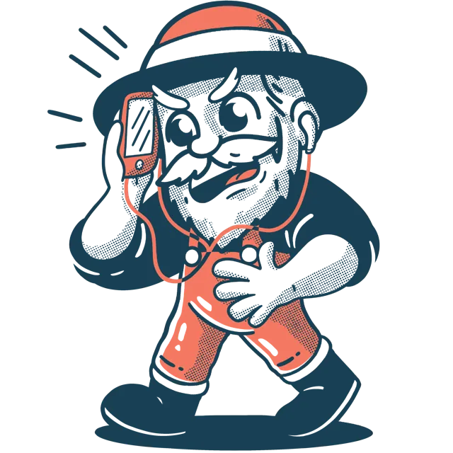 Snagged mascot on his phone, negotiating a price.