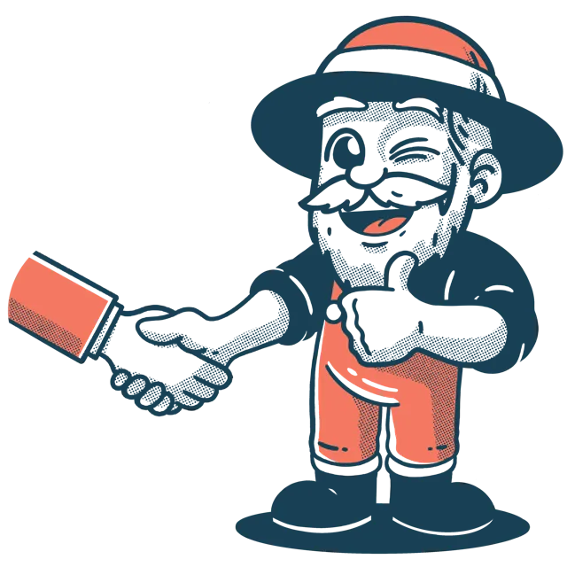 Snagged mascot shaking hands with someone.