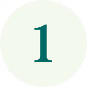 Green number 1 centered inside a light green circle.