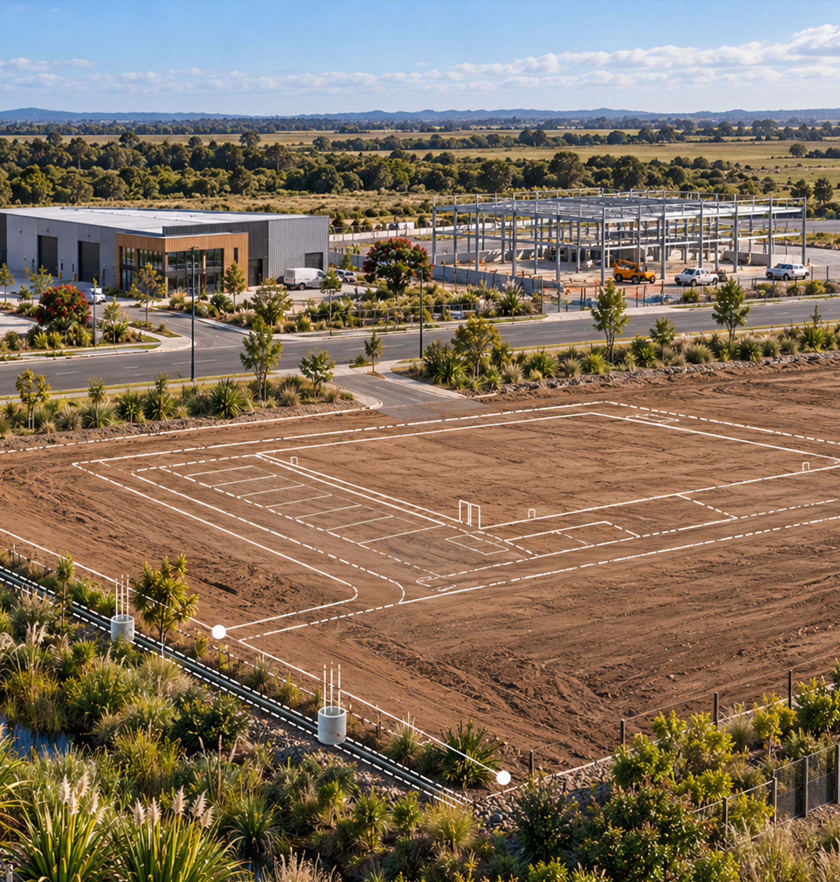 Commercial and industrial development under construction