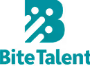 Bite Talent logo featuring stylized letters 'B' and 'T' in teal.