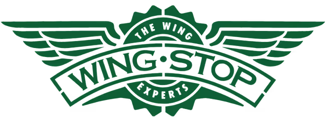 Wingstop logo featuring green text and wings with the phrases 'The Wing Experts' and 'Wing Stop'.