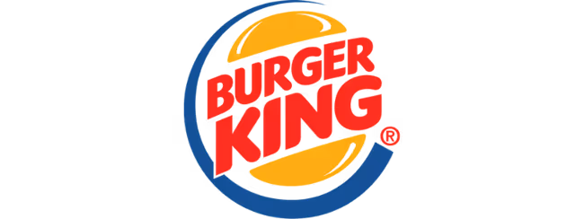 Burger King logo with the brand name in red text between two yellow bun shapes and a blue circular swoosh.