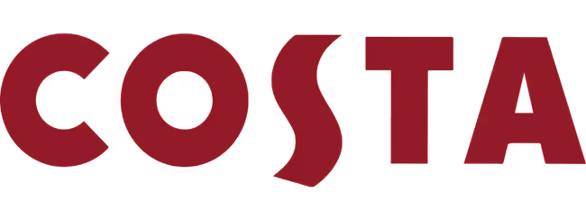 Costa logo in bold red letters on a transparent background.