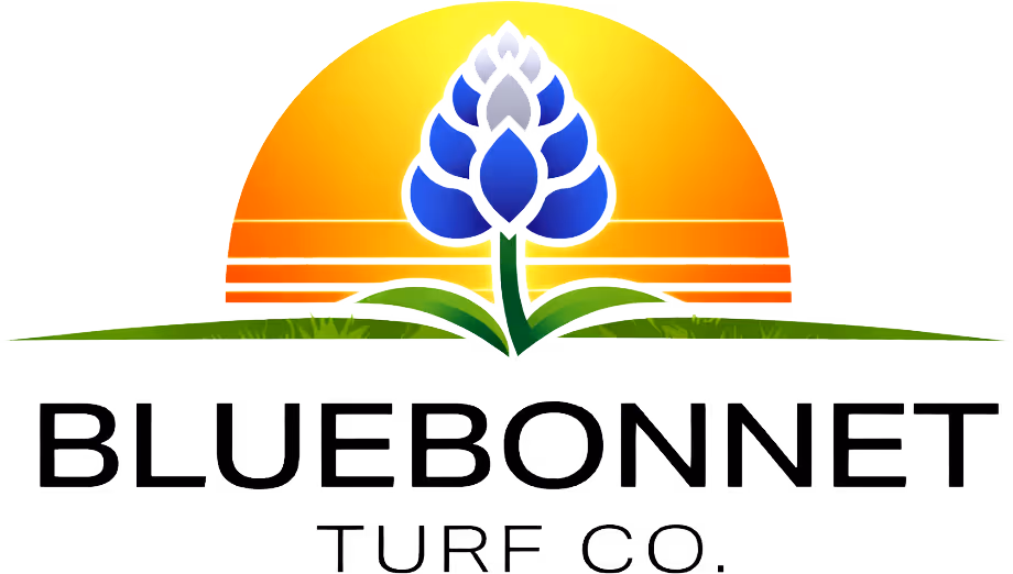 Bluebonnet Turf Co. logo – lawn care company providing weed control, fertilization, aeration, and insect control in Cedar Park, Leander, and Liberty Hill, Texas