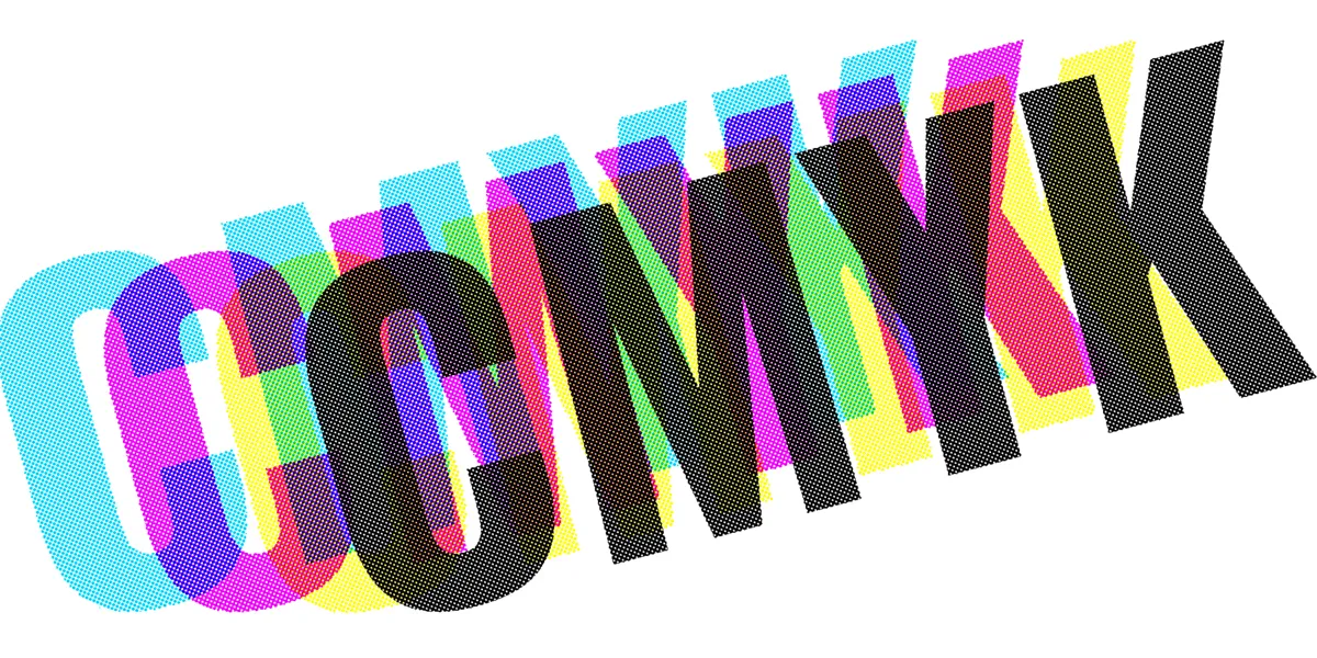 illustration of how CMYK process colors mix to produce other colors