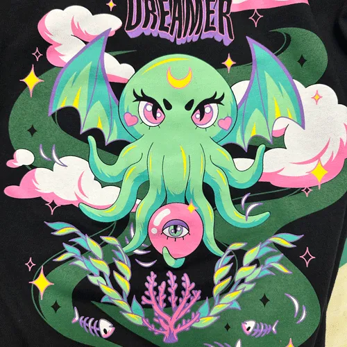 Closeup of a six-color screen print using spot color