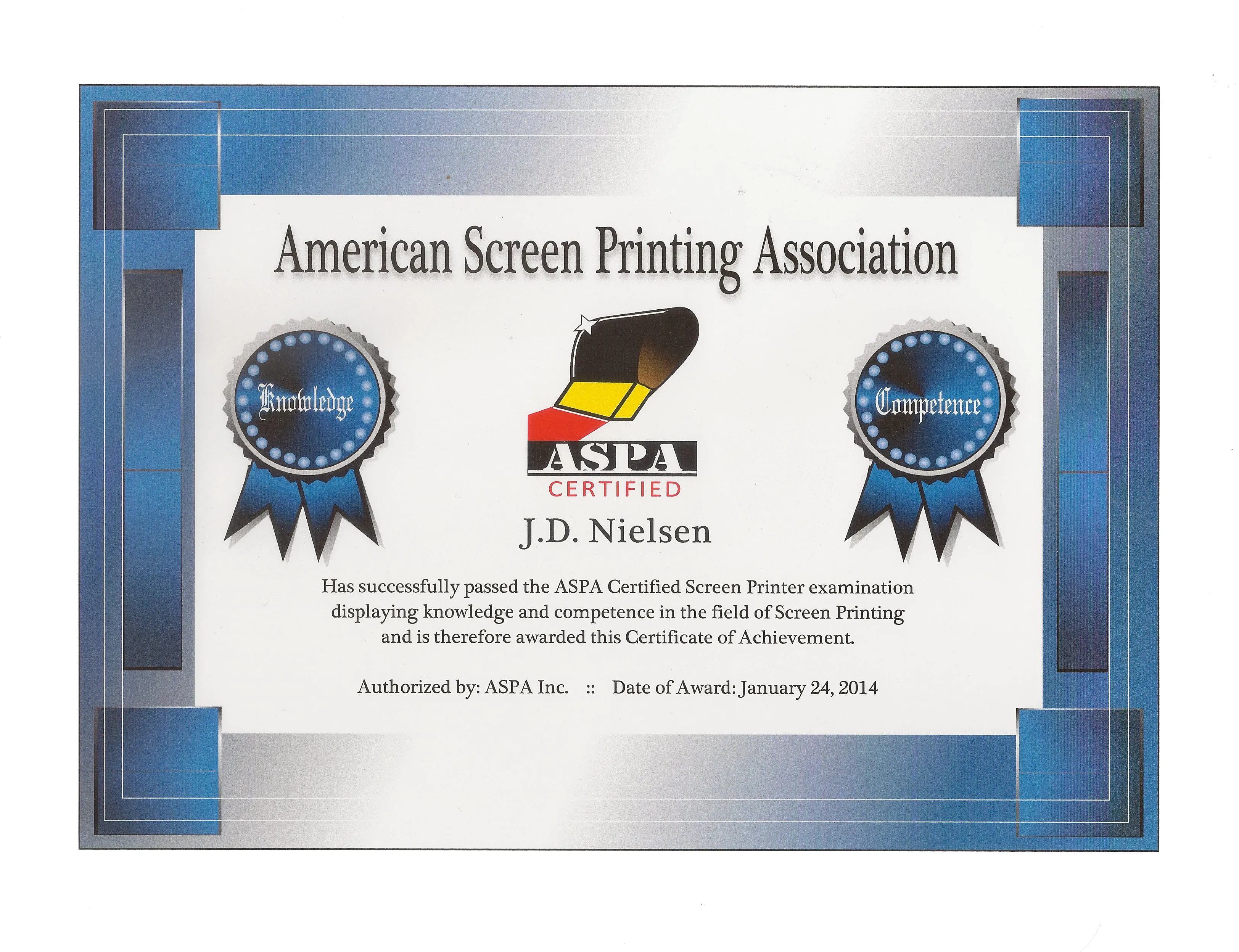 ASPA Screen Printer's Certification
