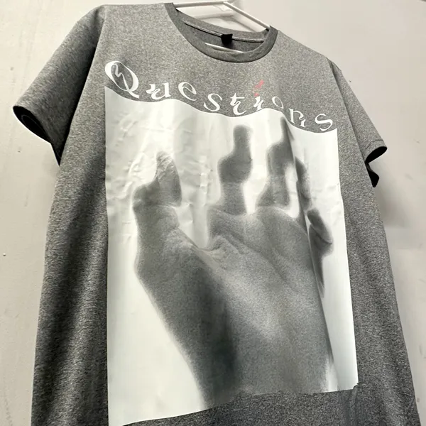 Large solid DTF transfer on polyblend t-shirt