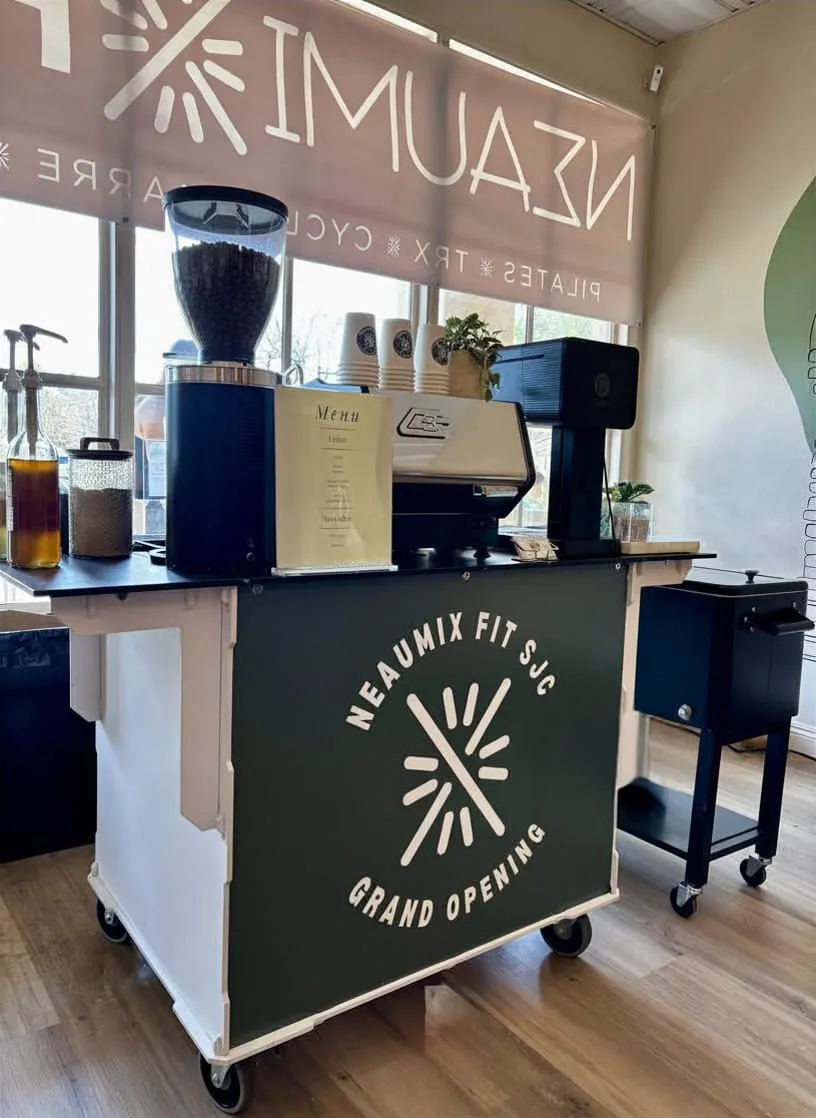 Coffee Cart catering for Brand Activation event at Neaumix Fit SJC.
