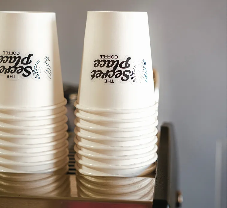 Custom cups at Divine Coffee event.
