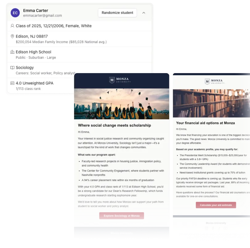 Earned personalization email example
